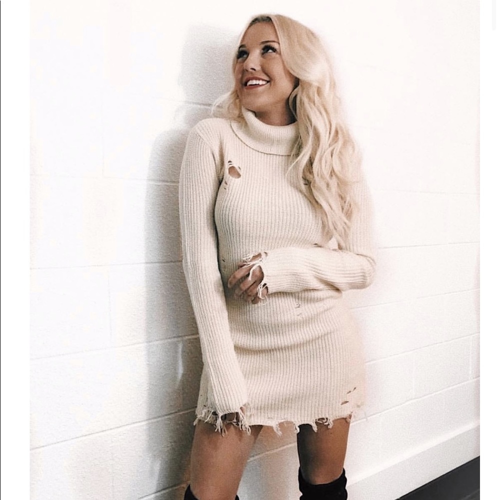 RAMSEY DRESS - DISTRESSED SWEATER DRESS